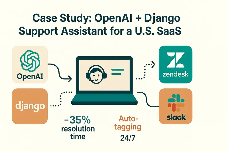 Case Study: OpenAI + Django Support Assistant for a U.S. SaaS (Zendesk & Slack Integration, Faster Ticket Resolution)